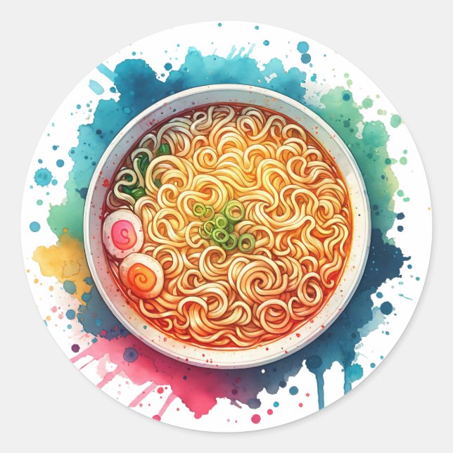 Eine Schüssel Ramen Noodles Runder Aufkleber (Vorderseite)