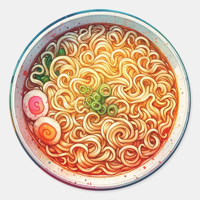Eine Schüssel Ramen Noodles Runder Aufkleber (Vorderseite)