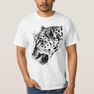 Eine Schwarz-Weiß-Leopardenillustrierung T-Shirt
