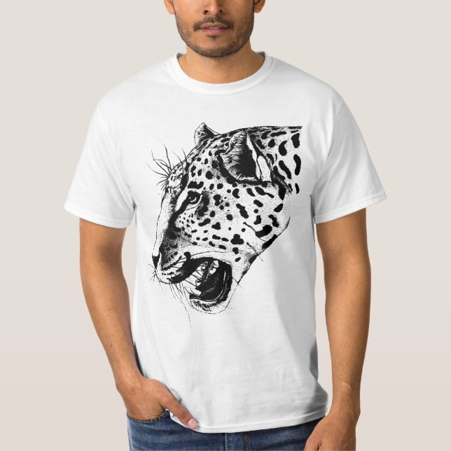 Eine Schwarz-Weiß-Leopardenillustrierung T-Shirt (Vorderseite)