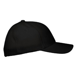 Eine schwarze Baseballkappe mit dem Wort "CAP" dez Bestickte Baseballkappe