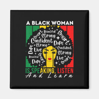 Eine schwarze Frau hört zu und lernt, wer weiß Magnet