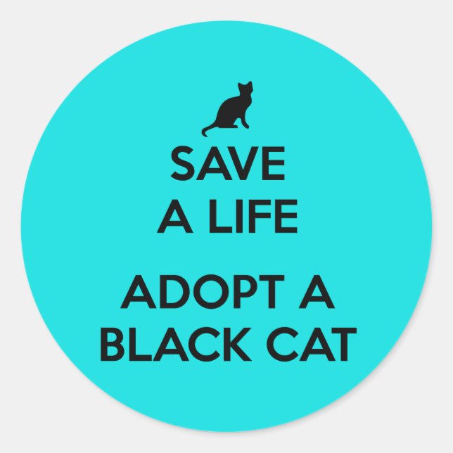 Eine schwarze Katze adoptiert Runder Aufkleber (Vorderseite)