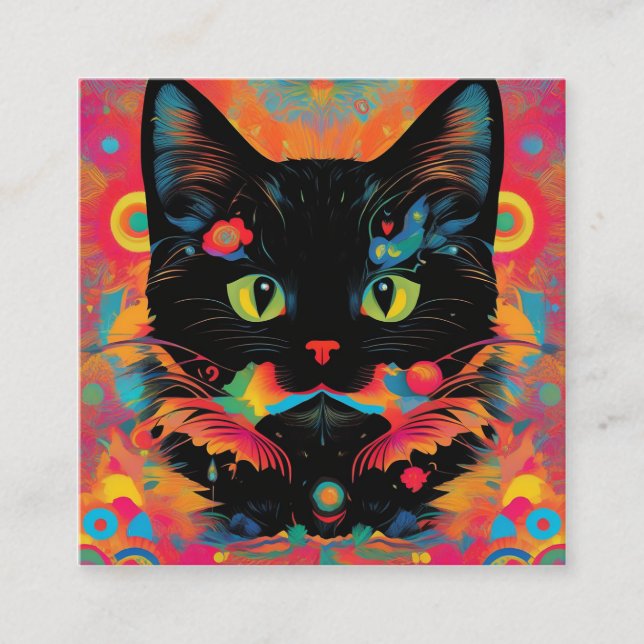 Eine schwarze Katze gilt als Zeichen für guten Lau Quadratische Visitenkarte (Vorderseite)