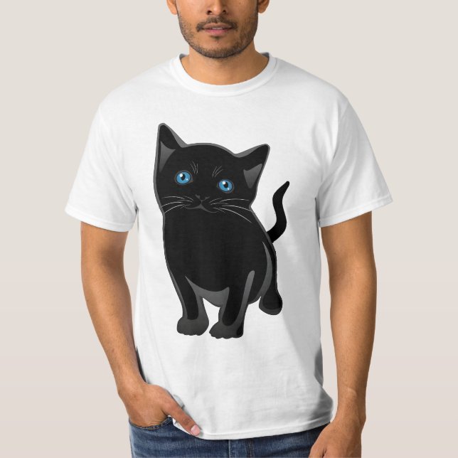 "eine schwarze Katze mit blauen Augen" T-Shirt (Vorderseite)