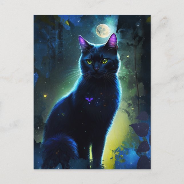 Eine schwarze Katze Postkarte (Vorderseite)