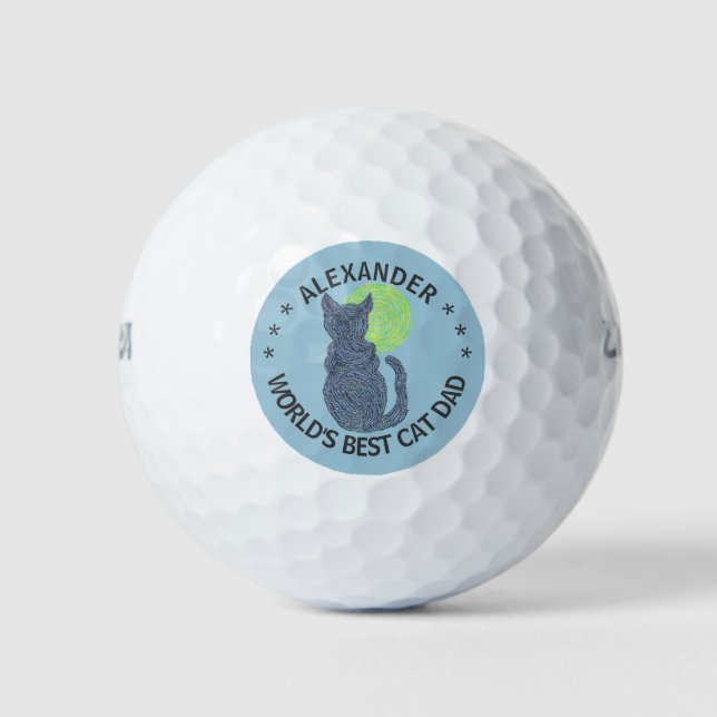 Eine schwarze Katze und die Mondkatze Lover Funny  Golfball (Vorderseite)