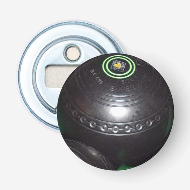 Eine schwarze Rasenschale Magnetic Round Flaschenöffner (Vorderseite)