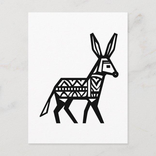 Eine schwarze Silhouette Gemusterte Donkey Tattoo- Postkarte (Vorderseite)