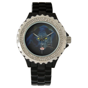 Eine schwarzer Panther-Armbanduhr Armbanduhr