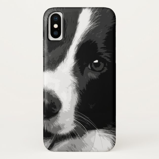 Eine Schwarzweiss-Border-Collie Case-Mate iPhone Hülle (Rückseite)