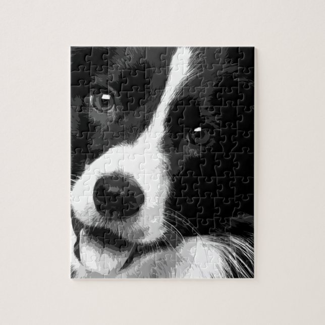 Eine Schwarzweiss-Border-Collie Puzzle (Vertikal)