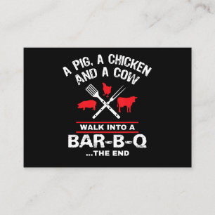 Eine Schweinehähnchenkühe Wandern in eine Bar Funn Visitenkarte