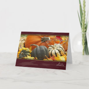 Eine Schwester-Erntedank-Karte mit Pumpkins Feiertagskarte