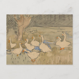 Eine Schwimmgruppe von Enten Postkarte