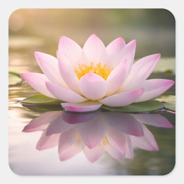 Eine Seerose Quadratischer Aufkleber (Vorderseite)