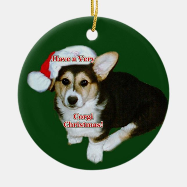 Eine sehr Corgi-WeihnachtenGimli Welpen-Verzierung Keramikornament (Vorne)