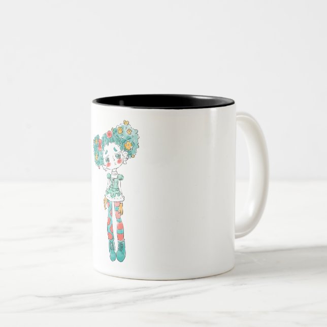 Eine sehr einzigartige Girl-Puppsmuster-Tasse Zweifarbige Tasse (VorderseiteRechts)