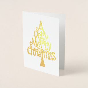 Eine sehr frohe Weihnachts-Goldbaum-Typografie Folienkarte