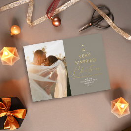 Eine sehr Verheiratete Weihnachts-Script Taupe Gol Folien Feiertagskarte