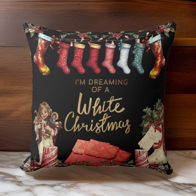 Eine sehr Vintage Serie von Strümpfen Weihnachten Kissen (Von Creator hochgeladen)