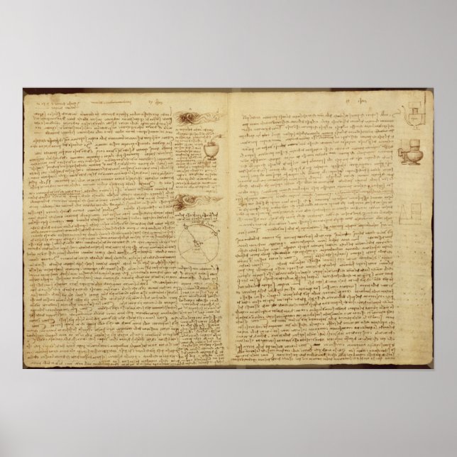 Eine Seite aus dem Codex Leicester, 1508-12 Poster (Vorne)