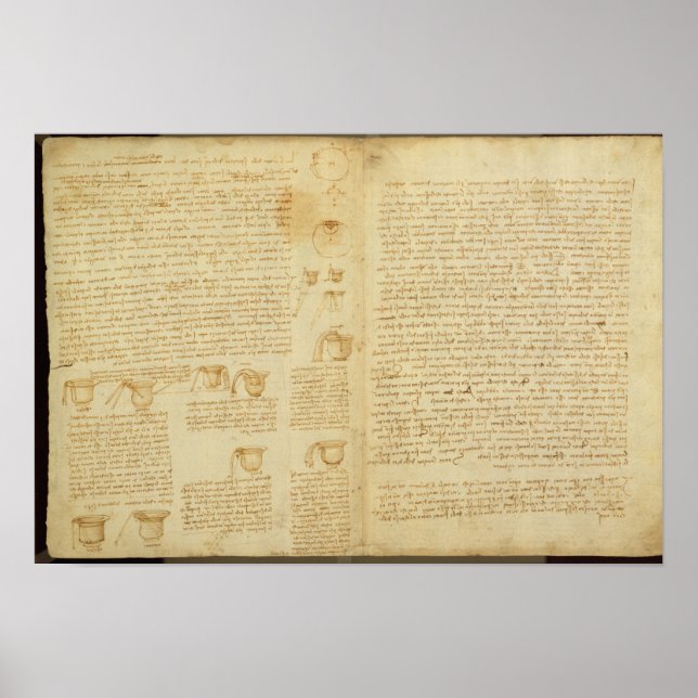 Eine Seite aus dem Codex Leicester, 1508-12 Poster (Vorne)