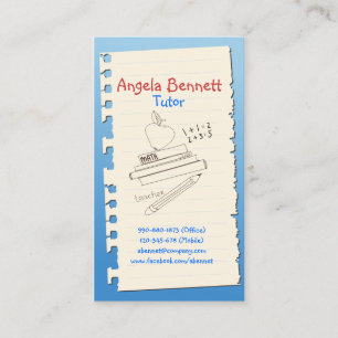 Eine Seite Doodle Tutor Blue Business Card Visitenkarte