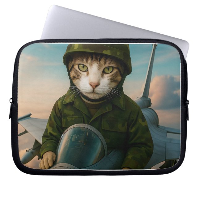 Eine Siam Air Force Cat mit Laptop-Sieb 30 cm Laptopschutzhülle (Vorderseite)
