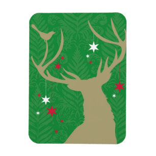 Eine Silhouette eines Hirsches mit Sternen Magnet