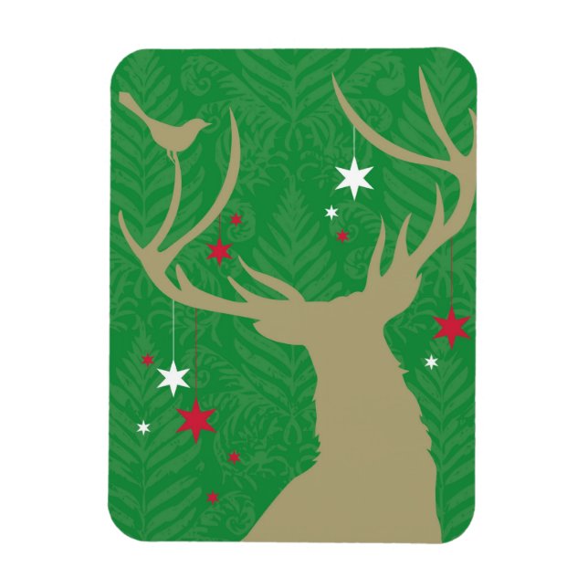 Eine Silhouette eines Hirsches mit Sternen Magnet (Vertikal)