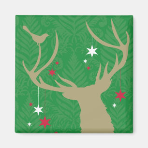 Eine Silhouette eines Hirsches mit Sternen Magnet