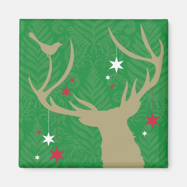 Eine Silhouette eines Hirsches mit Sternen Magnet (Vorne)