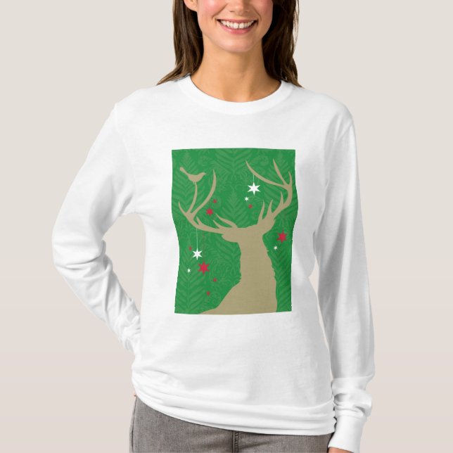 Eine Silhouette eines Rotwilds mit den Sternen, T-Shirt (Vorderseite)