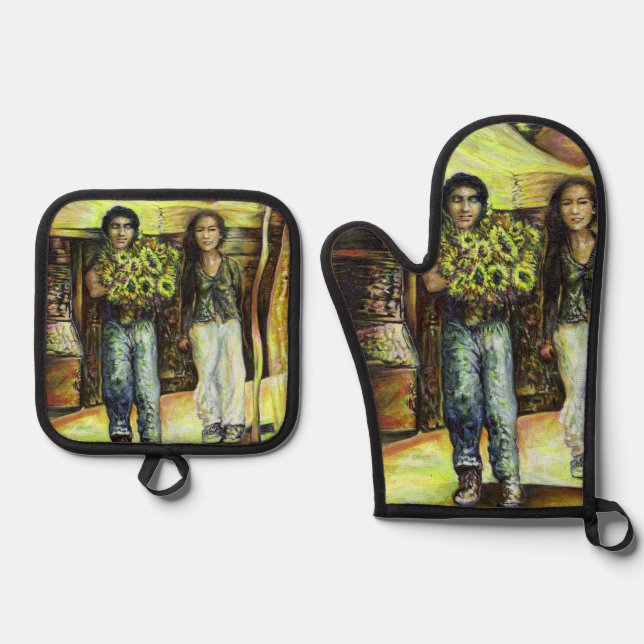 Eine Sixtinische HerausforderungI Phase einer ChaI Ofenhandschuh & Topflappen-Set (Vorderseite)