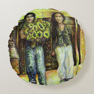 Eine Sixtinische HerausforderungI Phase einer ChaI Rundes Kissen