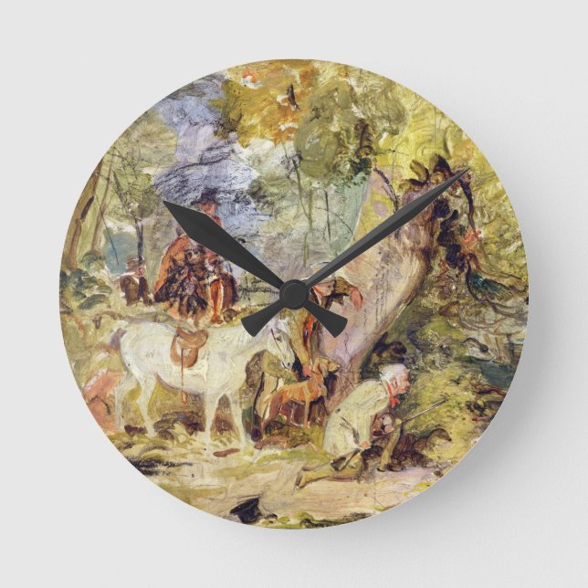 Eine Skizze für "Waldläufer" (Öl über c Runde Wanduhr (Vorderseite)