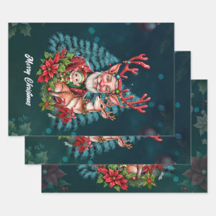 Eine skurrile Weihnachtsillustrierung Geschenkpapier Set