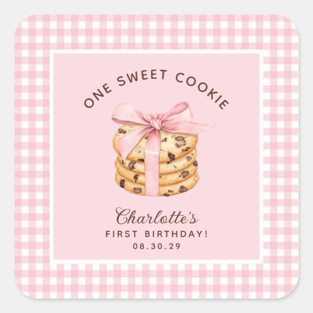 Eine Smart Cookie Girls zum ersten Geburtstag Quadratischer Aufkleber (Vorderseite)
