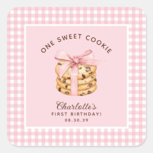 Eine Smart Cookie Girls zum ersten Geburtstag Quadratischer Aufkleber