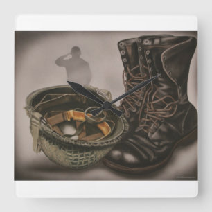 Eine Soldatthemenorientierte Militäruhr Quadratische Wanduhr