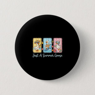 Eine Sommergans lustiger Strandurlaub Sommerferien Button