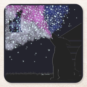 Eine Sommernacht mit Sirius Rechteckiger Pappuntersetzer