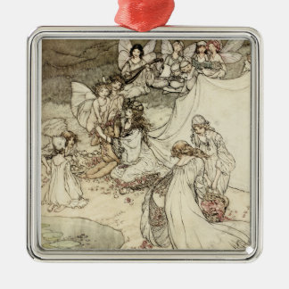 Eine Sommernachtstraum-Fee-Verzierung Silbernes Ornament