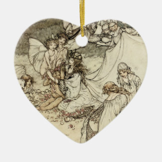 Eine Sommernachtstraum-feenhafte Herz-Verzierung Keramik Ornament