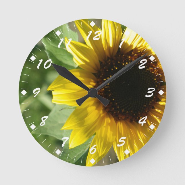 Eine Sonnenblume Runde Wanduhr (Vorderseite)