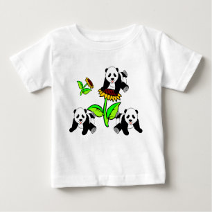 Eine Sonnenblume-und Panda-Bären Baby T-shirt
