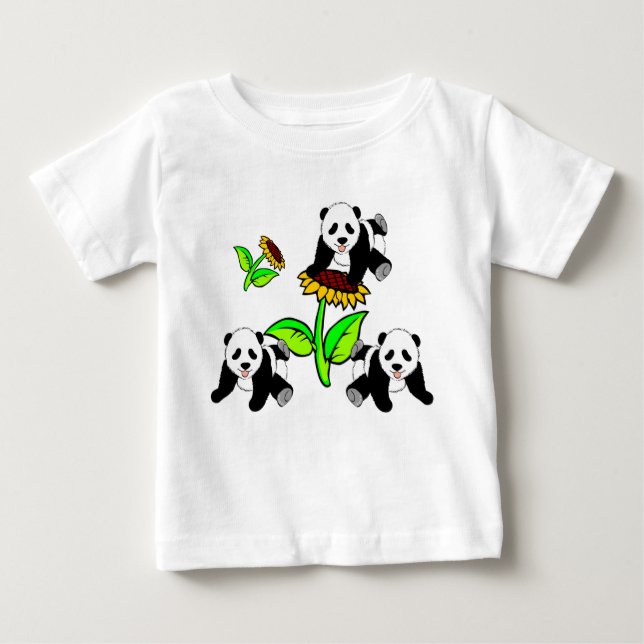 Eine Sonnenblume-und Panda-Bären Baby T-shirt (Vorderseite)