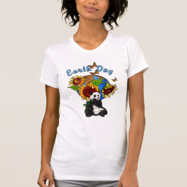 Eine Sonnenblume-und Panda-Erde T-Shirt
