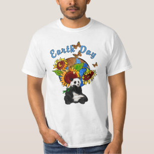 Eine Sonnenblume-und Panda-Erde T-Shirt